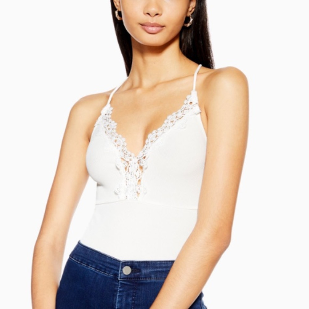 NWT ribbed strappy lace body suit